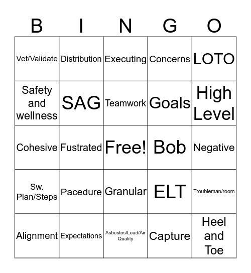 TG Bingo Card