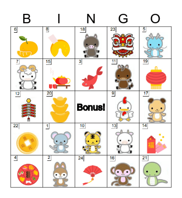 CBA Chinese New Year Bingo! Bingo Card