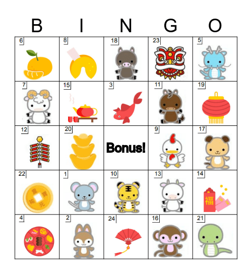 CBA Chinese New Year Bingo! Bingo Card
