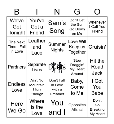 It Takes Two - duets Bingo Card