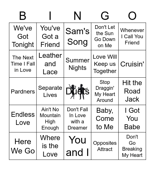 It Takes Two - duets Bingo Card