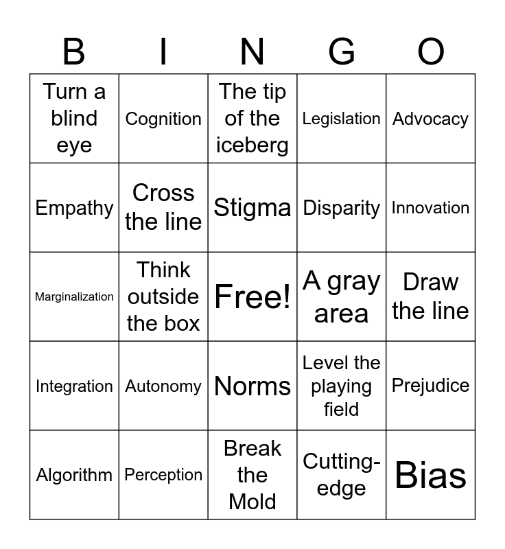 G10 Term 3 Vocab Review Bingo Card