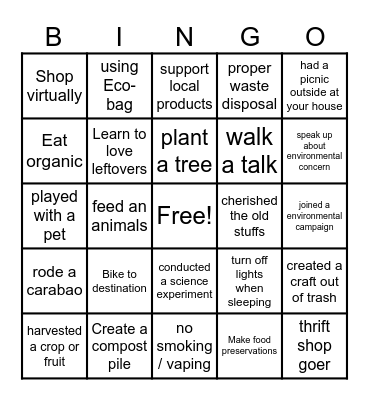 At-Home Activities BINGO Card