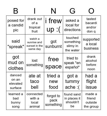 ¡Puerto Rico! Bingo Card