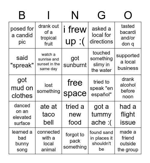 ¡Puerto Rico! Bingo Card