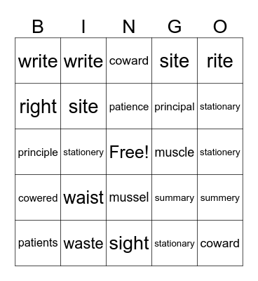 5th Grade: A New Home Bingo Card