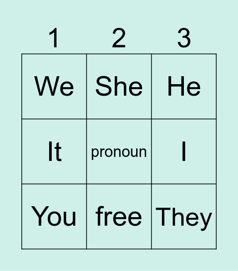 Pronouns Bingo Card
