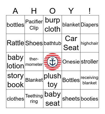 Shower Gift Baby Bingo Card
