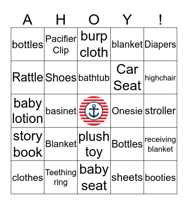 Shower Gift Baby Bingo Card