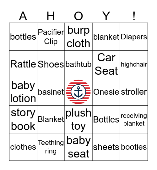 Shower Gift Baby Bingo Card