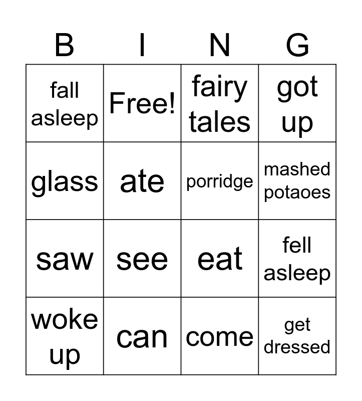 3a Lesson 39-41 Bingo Card