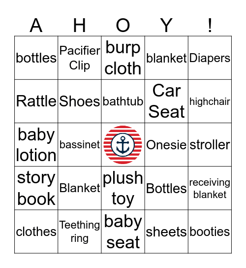 Shower Gift Baby Bingo Card