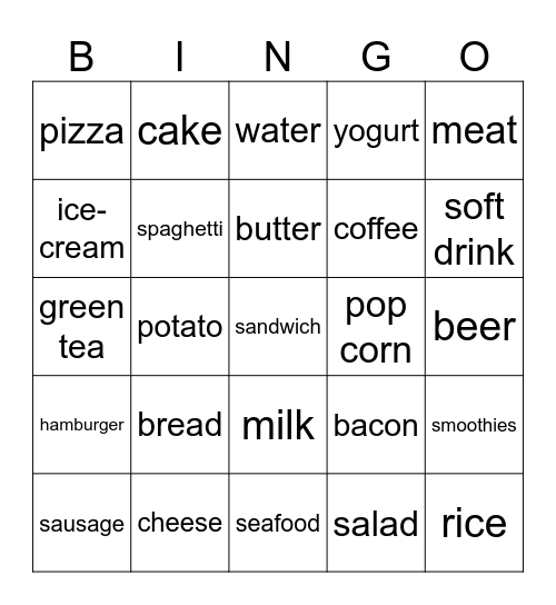 Food & Drink Bingo Card