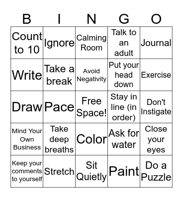 Conflict Resolution Bingo Card