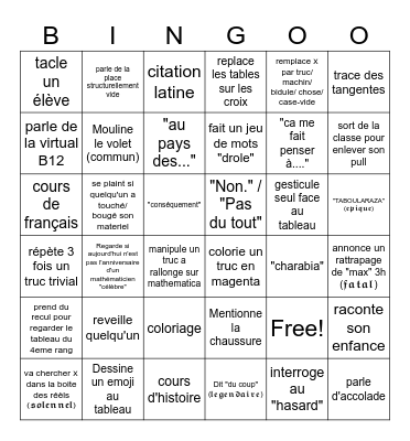 nanache Bingo Card