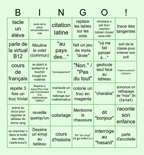 BINGO B12 Bingo Card