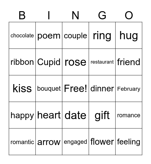 Happy Valentine's Day Bingo Card