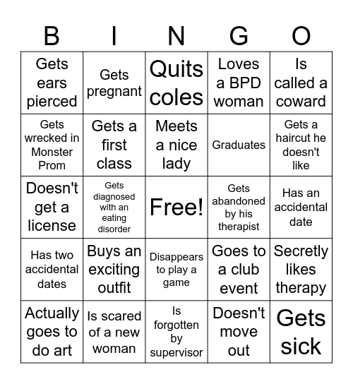 Rachel Bingo Card