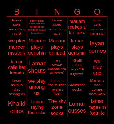 haya goes to khalti asmas house Bingo Card