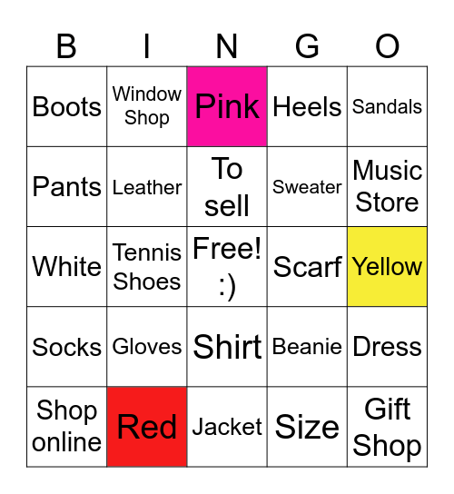 La Ropa y Colores Bingo Card