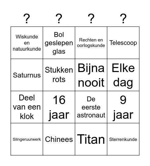 Christiaan Huygens Bingo! Bingo Card