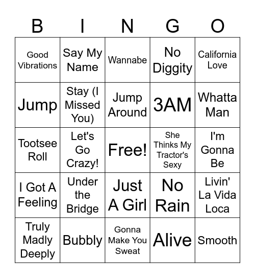 1990s Bingo Card