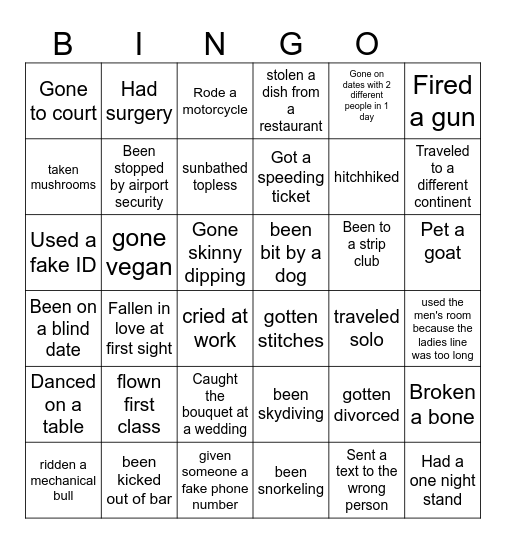 Galantine's Bingo Card