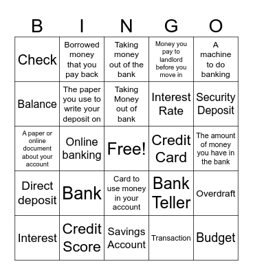 Banking Bingo Card