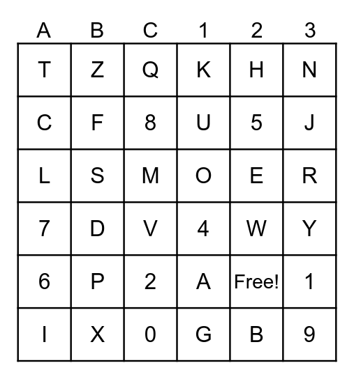 ABC 123 Bingo Card