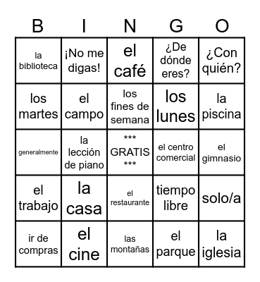 C4A - ¿A dónde vas? Bingo Card