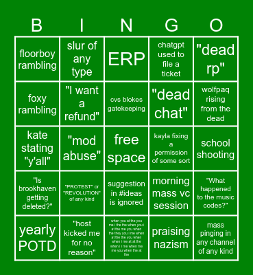 wolfpaq games moderator bingo Card