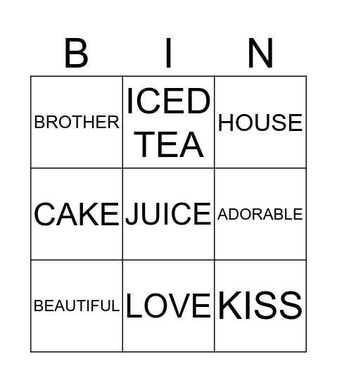 Mother's Day - Word Bingo Card