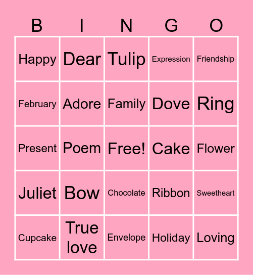 San Valentin Bingo Card