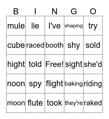 Theme 6 Phonics Bingo Card