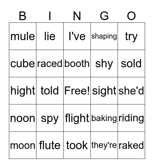 Theme 6 Phonics Bingo Card