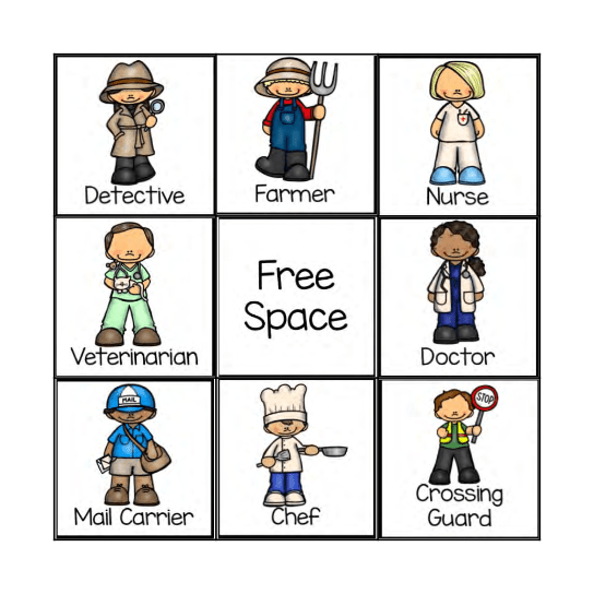 Community Helper Bingo Card