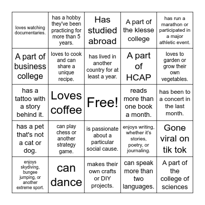 Find someone who... Bingo Card