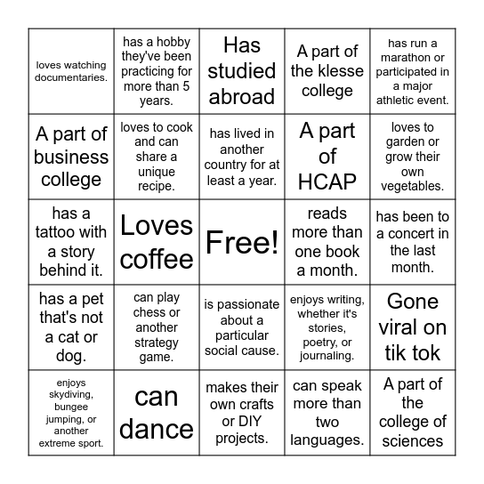 Find someone who... Bingo Card