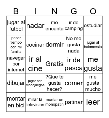 Me gusta Bingo Card