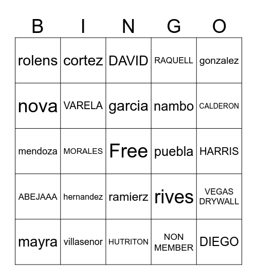 MEMBER'S OF THE DAY Bingo Card