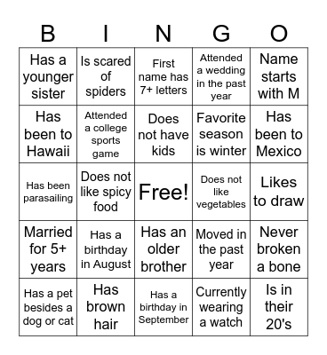 Untitled Bingo Card