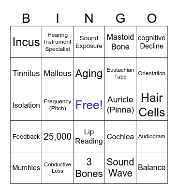 Hearing Bingo Card