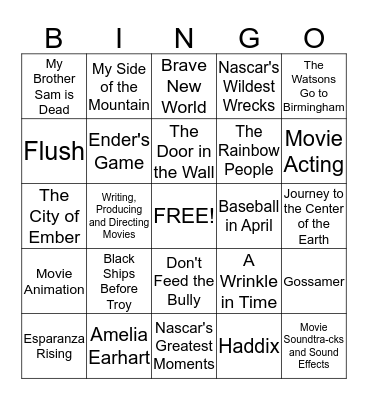 Genre Bingo Card