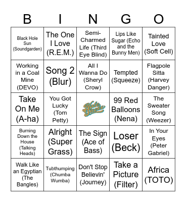 80s & 90s Music Bingo with Nate Sacks! Bingo Card