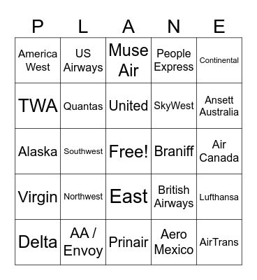 How Many Airlines Have You Flown? Bingo Card