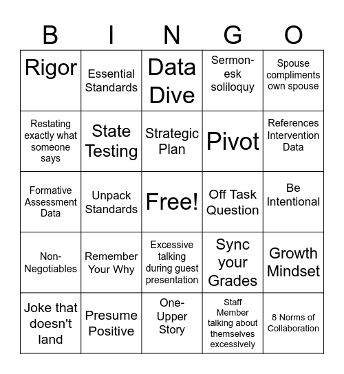 PD Bingo Card