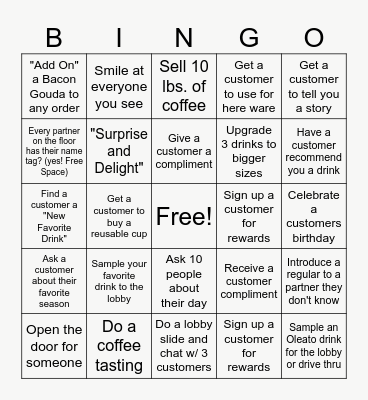 Customer Connection Bingo Card