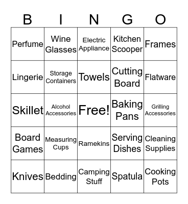 Bridal Shower Bingo Card