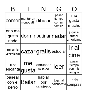 Me gusta Bingo Card