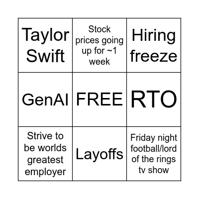 Amazon All Hands Bingo Card